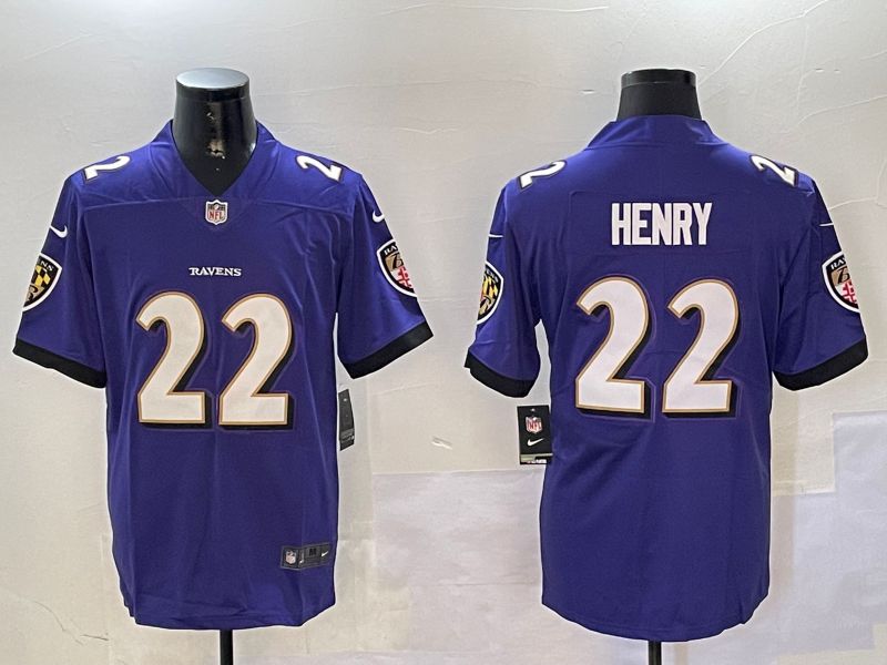 Men Baltimore Ravens #22 Henry Purple Second generation 2024 Nike Limited NFL Jersey style 1->baltimore ravens->NFL Jersey